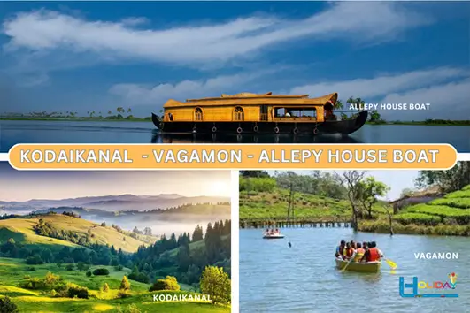 Alleppey houseboat and Kodaikanal hills package